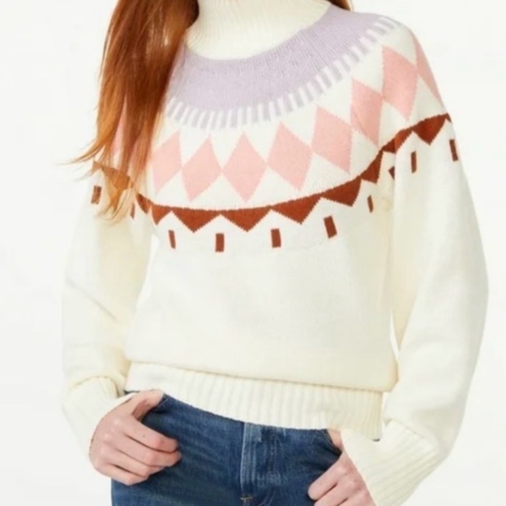 Free Assembly Cream Sweater with Pink and Purple Patterns- Cotton & Wool - Picture 15 of 15